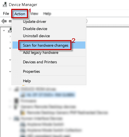 Scan for hardware changes