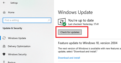 check for windows updates