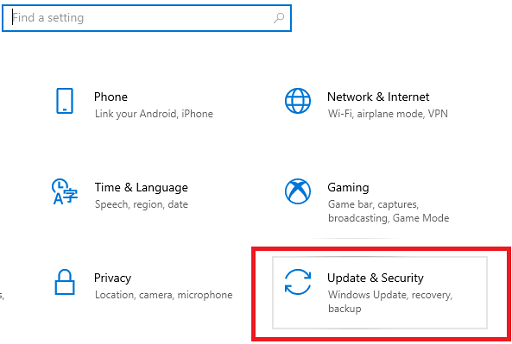 update and security to check the windows update