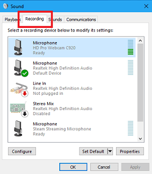 Click on Recording