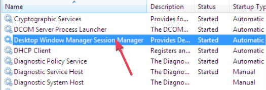Right click on Desktop Window Manager Session Manager