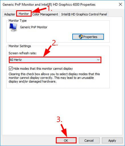 change the monitor refresh rate