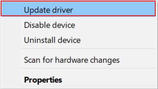 pick the Update driver option