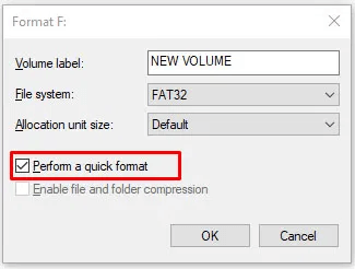 Perform a quick format