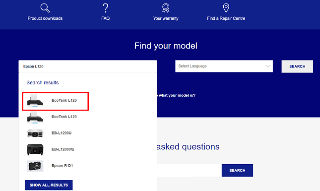 install Epson L120 driver from Epson’s support website