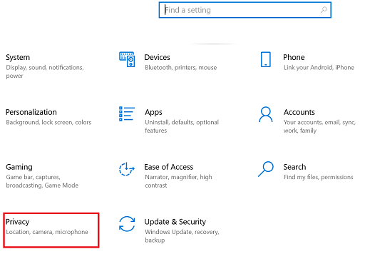 In windows setting Select the Privacy settings
