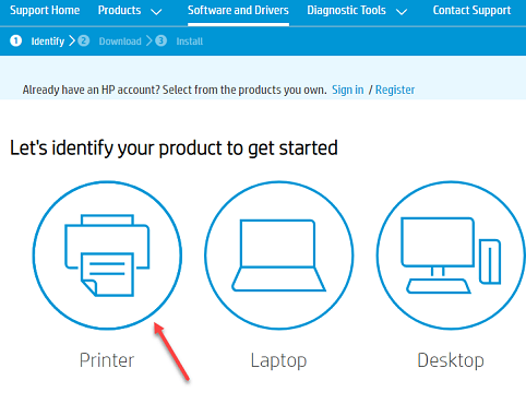 Choose the Printer option from the products displayed