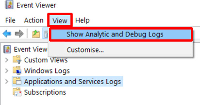 Show Analytic and Debug Logs