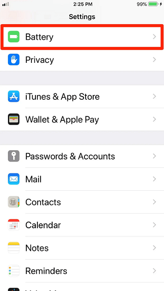 Add battery percentage on iPhone Select Battery in the Setting