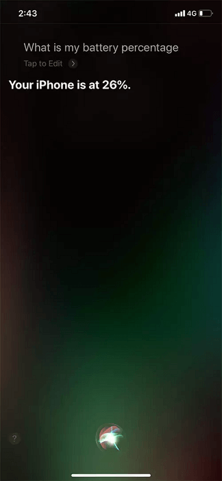 Ask Siri What is my battery percentage