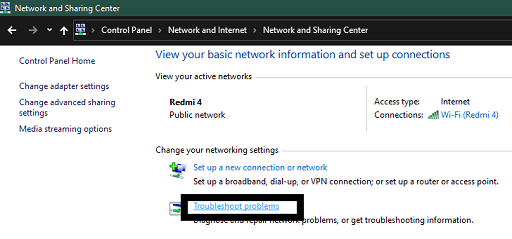 Check the Internet Connection - Click on troubleshoot problems