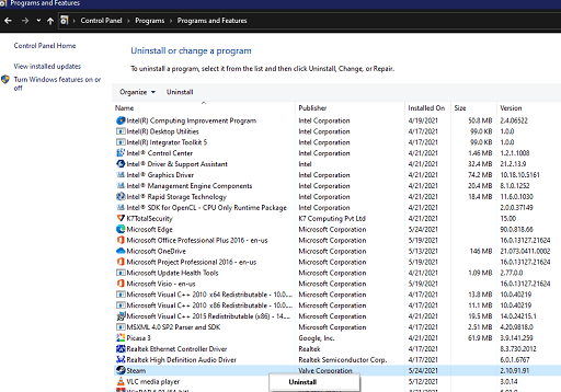 Reinstall Steam - Click on uninstall steam
