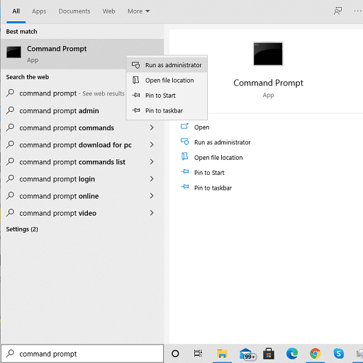 run as administrater to command prompt