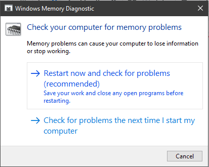 Click on restart now and check for problems