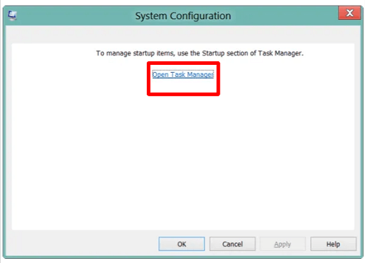 Go to the Startup tab and Open Task Manager