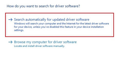 Search automatically for updated driver software