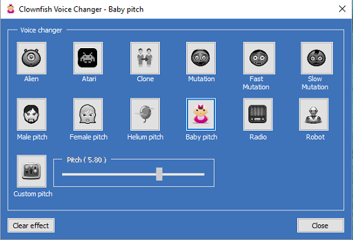 Clownfish - One of the easiest to use voice changer app for Windows 10