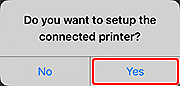 Printing from iPhone on Canon printer - tap on yes to complete the printer setup