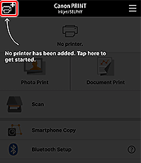Printing from iPhone on Canon printer - Select printer icon from the top left corner