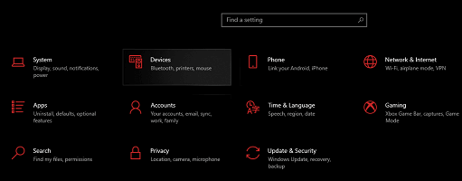 in the setting click on devices