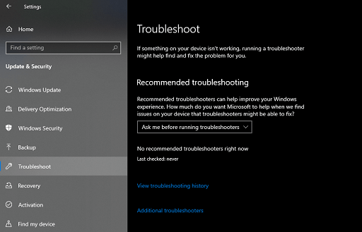 Take the Help of the Windows Troubleshooter - click on troubleshoot