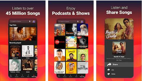 Gaana - great alternative to the Spotify app