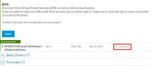 Click on the Download tab to get the driver setup