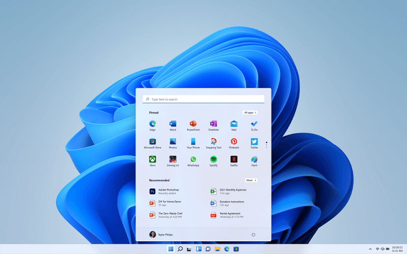 Centrally Placed Start Menu 