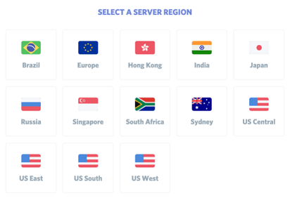 select the server region