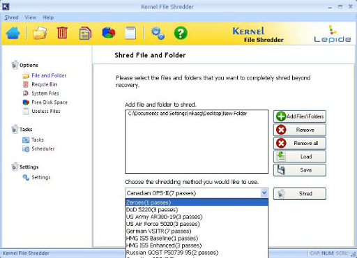 Kernel File Shredder- Windows file shredder with password protection