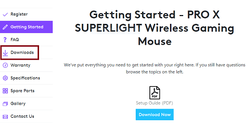 this product page, click on Downloads