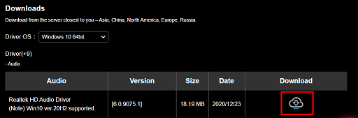 Download the driver from Gigabyte’s website- Download the driver
