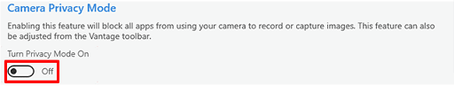 Disable the privacy mode to fix zoom camera not working