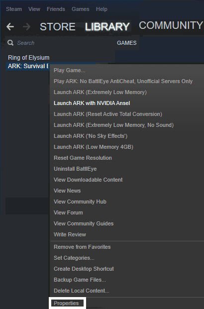 VERIFY INTEGRITY OF GAME FILES - Ark survival evolved click on properties