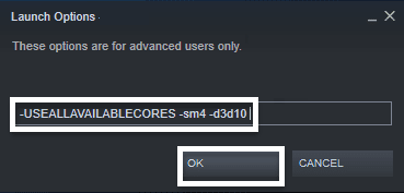 Change the Launch Method of the Game - type the command
