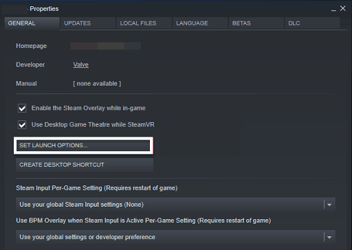 Change the Launch Method of the Game - set launch option