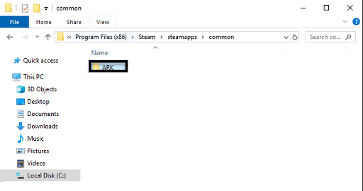 Delete the ARK folder