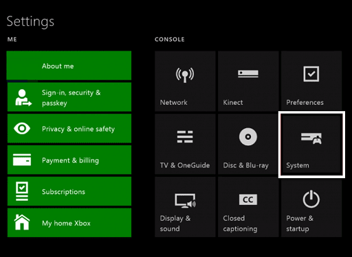 Reset Your Xbox One Settings - system