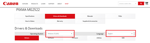 Download Canon PIXMA MG2522 Drivers- Select the OS