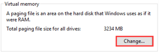 Make the paging file size large- check virtual memory option