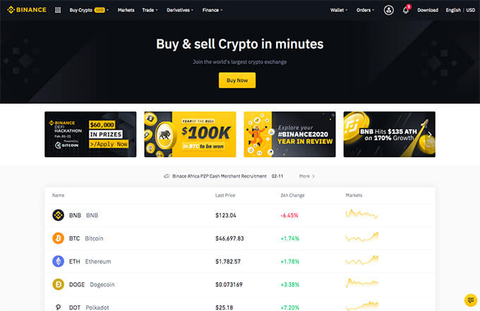 Binance- One of the safest hot crypto wallets