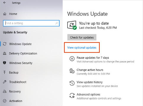 Download the optional updates of Windows 10- view optional update