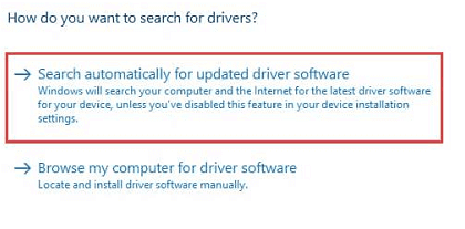 Search automatically for updated driver software in windows 10