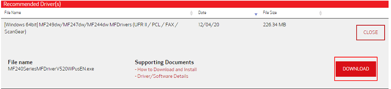 Download the driver MF244dw