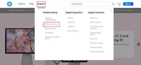 Updated Driver via the HP website