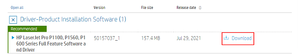 Download the Updated Driver via the HP website