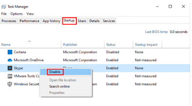 Remove the unneeded startup items