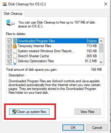 Clean hard drive using Disk Cleanup - clean up system files
