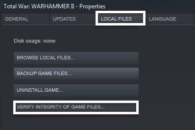 Local Files and select the VERIFY INTEGRITY OF GAME FILES option