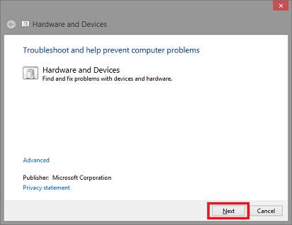 From the Troubleshooting window